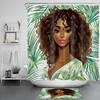 Waterproof African Beauty Girl Tropical Palm Leaves Shower Curtain