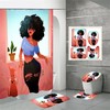Waterproof African Women Shower Curtain Set With Black Girl And Bathroom Mats.