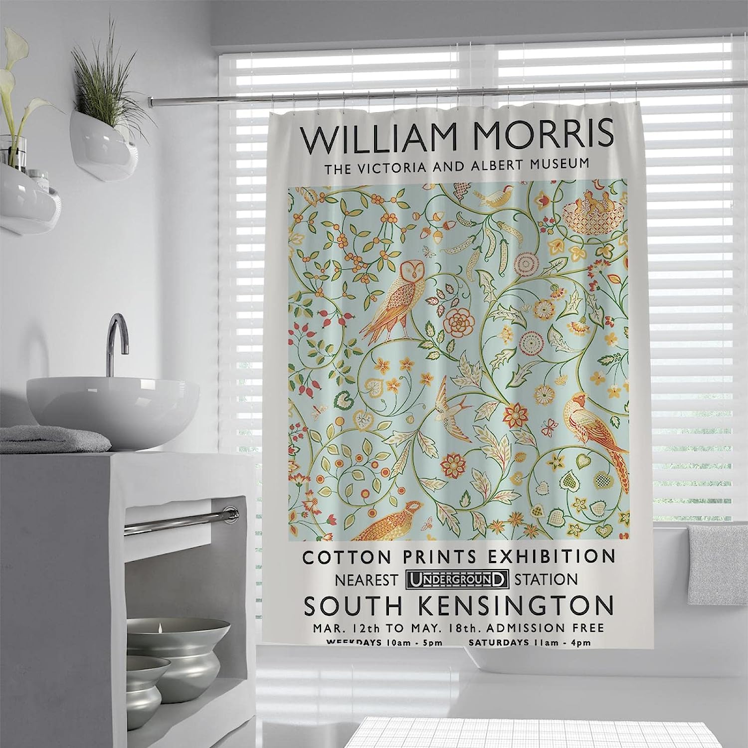 Waterproof And Artistic William Morris Shower Curtain For Your Stylish Bathroom - Image 2