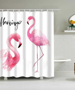 Waterproof And Colorful Pink Flamingo Shower Curtain For Beautiful Bathroom Decor