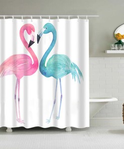 Waterproof And Colorful Pink Flamingo Shower Curtain For Beautiful Bathroom Decor