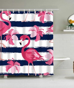Waterproof And Colorful Pink Flamingo Shower Curtain For Beautiful Bathroom Decor