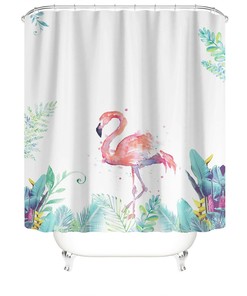 Waterproof And Colorful Shower Curtain With A Playful Pink Flamingo Design, Perfect Bathroom Decor