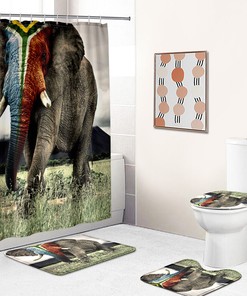 Waterproof And Mould And Mildew Resistant Elephant Shower Curtain With Digital Print In 180X200Cm
