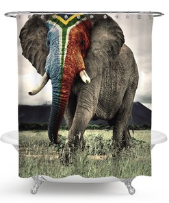 Waterproof And Mould And Mildew Resistant Elephant Shower Curtain With Digital Print In 180X200Cm