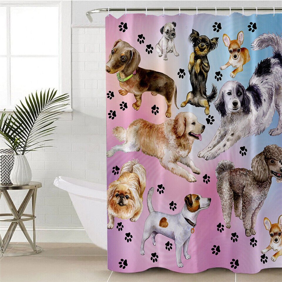 Waterproof Animal Lover Dog Shower Curtain For Fun Bathroom Vibes
