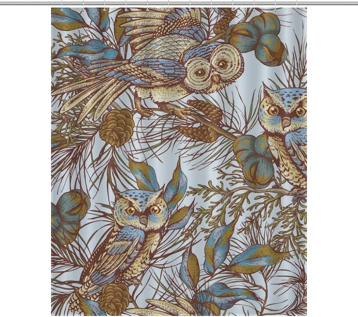 Waterproof Animal Print Owl Shower Curtain For Bathroom Decor