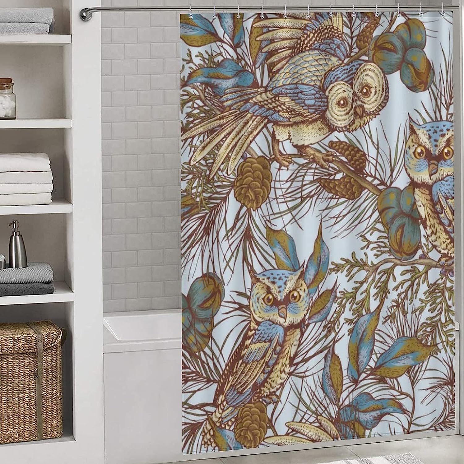 Waterproof Animal Print Owl Shower Curtain For Bathroom Decor - Image 3