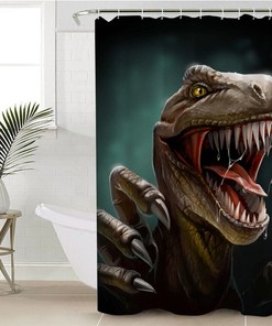 Waterproof Animal Shower Curtain With T Rex Dinosaur Design