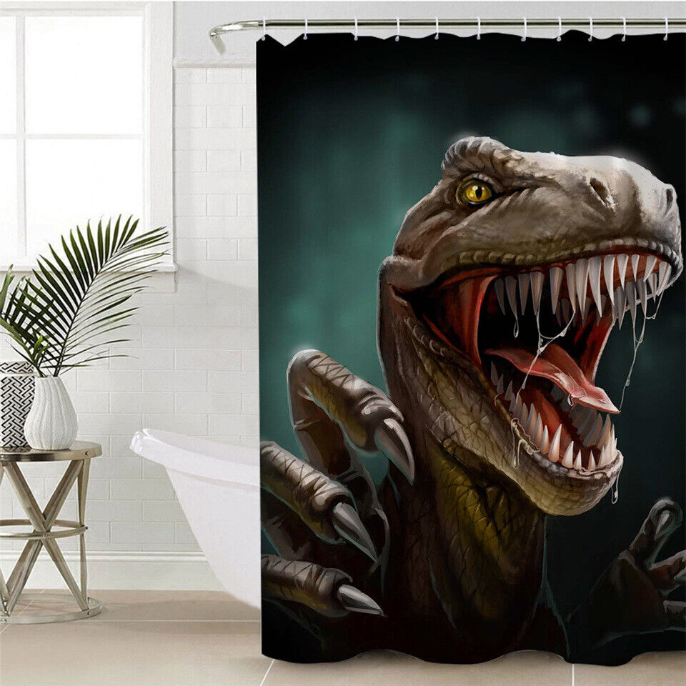 Waterproof Animal Shower Curtain With T Rex Dinosaur Design