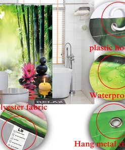Waterproof Bamboo Fountain Shower Curtain - Spa Still Life Bathroom Decor