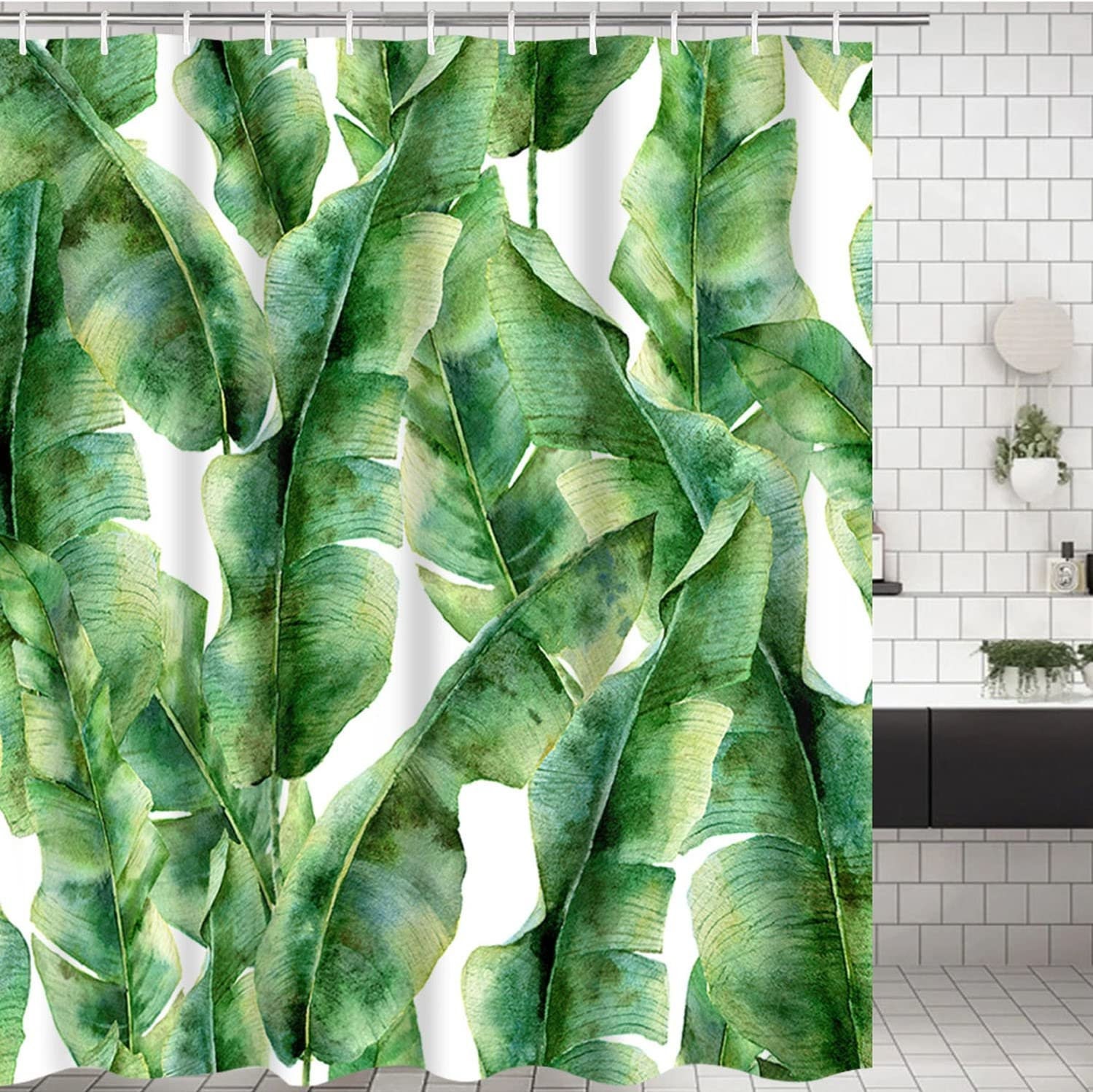 Waterproof Banana Leaf Shower Curtain, Hang It In Your Bathroom For A Nature-Themed Decor - Image 4