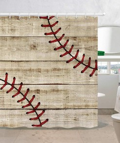 Waterproof Baseball Striped Sports Fabric Shower Curtain For Bathroom