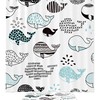Waterproof Bath Curtain with White and Blue Whale Print for a Classic Bathroom 