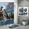 Waterproof Bath Shower Curtain Mat With Alligator And Dinosaur Design