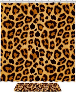 Waterproof Bathroom Shower Curtain with Leopard Print Design