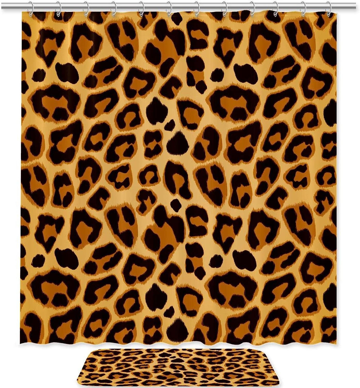 Waterproof Bathroom Shower Curtain with Leopard Print Design