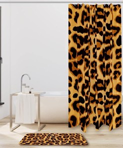 Waterproof Bathroom Shower Curtain with Leopard Print Design
