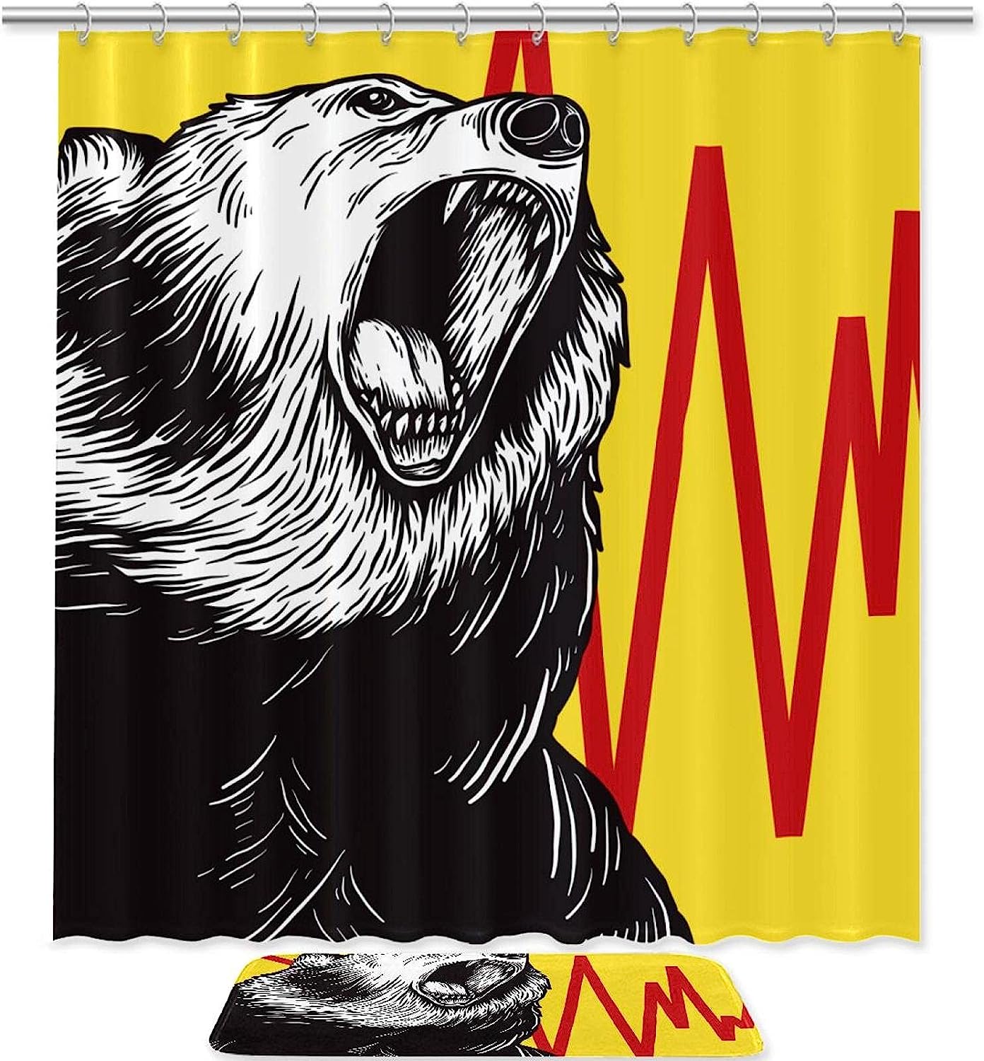 Waterproof Bear Print Shower Curtain For Rustic Bathroom