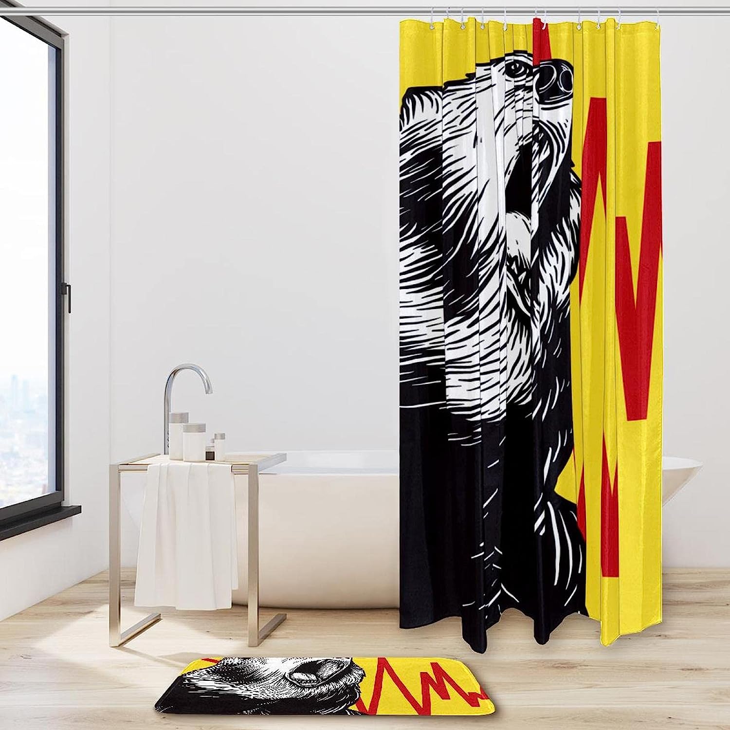 Waterproof Bear Print Shower Curtain For Rustic Bathroom - Image 2