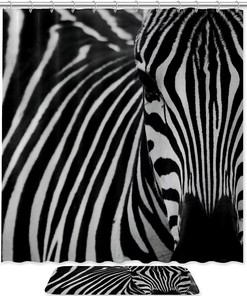 Waterproof Beautiful Zebra Fabric Bathroom Curtain For Shower