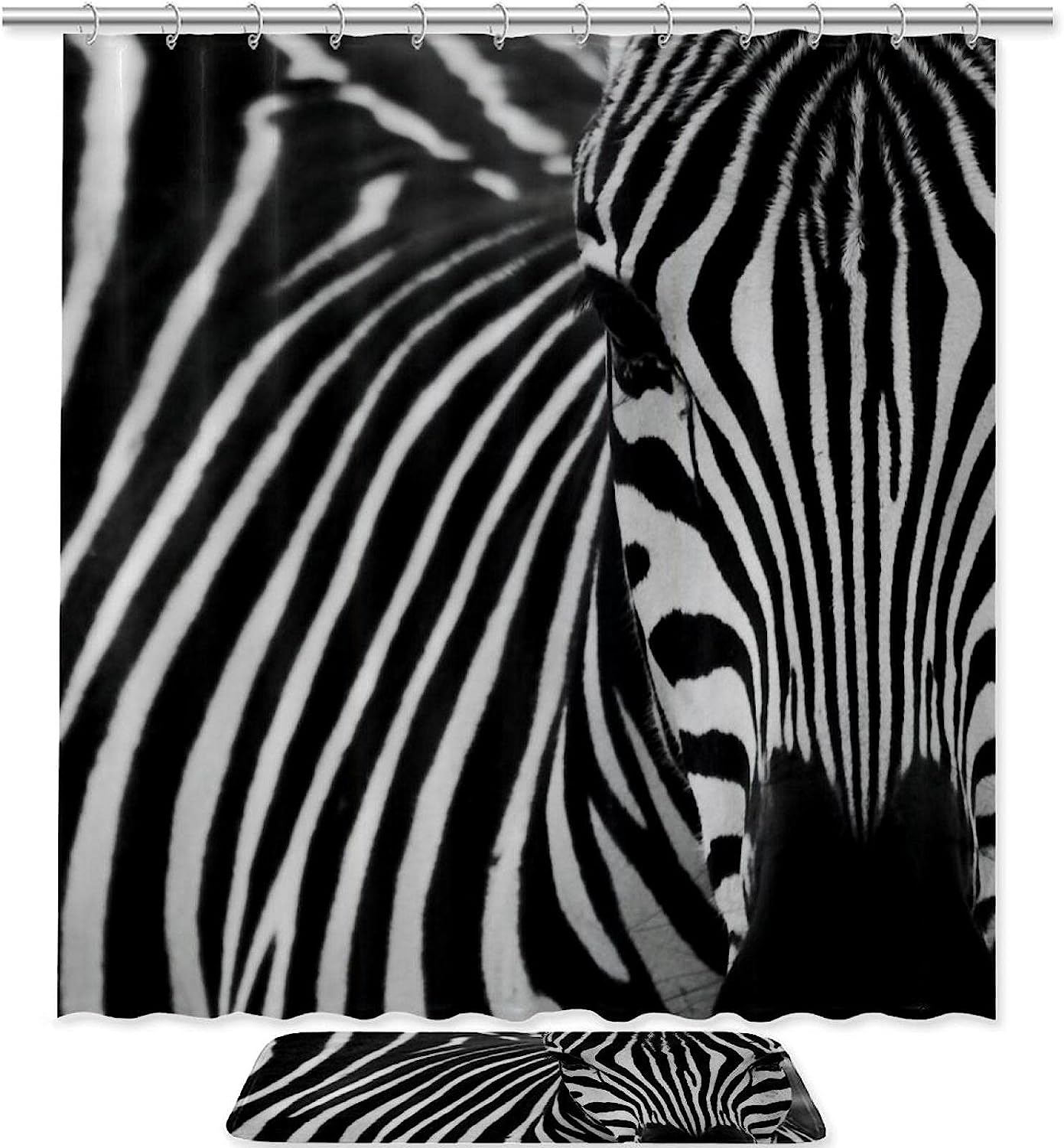 Waterproof Beautiful Zebra Fabric Bathroom Curtain For Shower