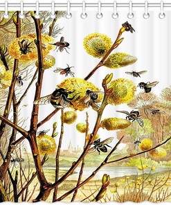Waterproof Bee Animal Printed Shower Curtain for Bathroom Decor - OHTMTHO