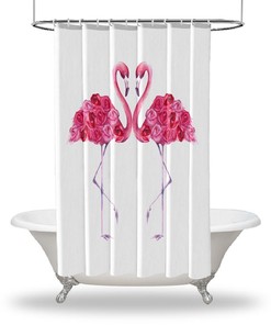 Waterproof Bird Shower Curtain With Flamingo Print For A Chic Bathroom