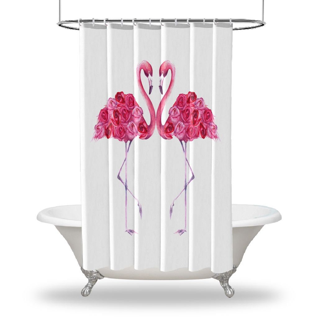 Waterproof Bird Shower Curtain With Flamingo Print For A Chic Bathroom