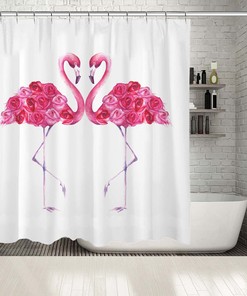 Waterproof Bird Shower Curtain With Flamingo Print For A Chic Bathroom