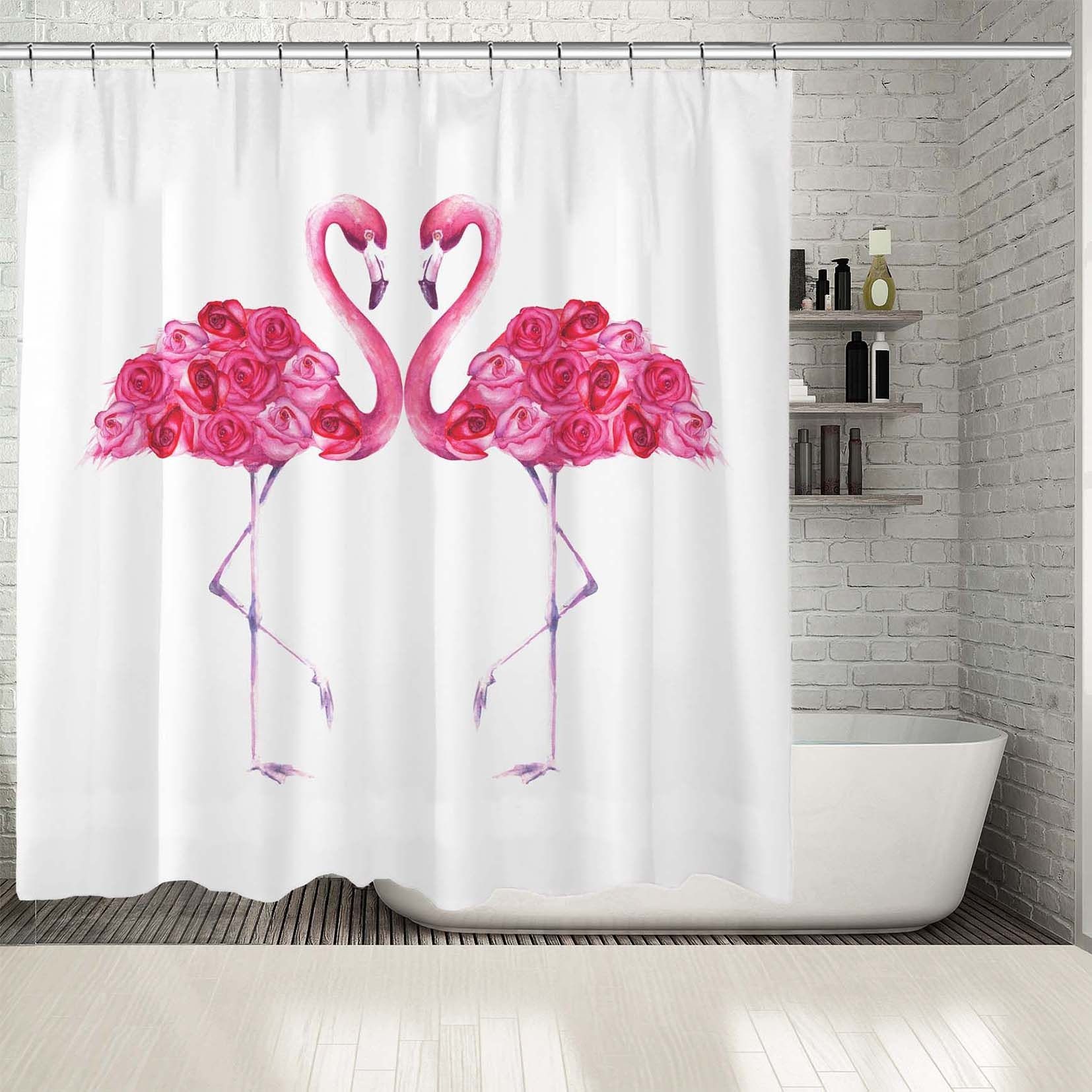 Waterproof Bird Shower Curtain With Flamingo Print For A Chic Bathroom