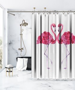 Waterproof Bird Shower Curtain With Flamingo Print For A Chic Bathroom