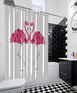 Waterproof Bird Shower Curtain With Flamingo Print For A Chic Bathroom