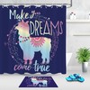 Waterproof Blue Background Cartoon Alpaca Llama Shower Curtain For Fun Bathroom Decor