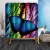 Waterproof Blue Butterfly Shower Curtain With Camouflage Bath Decors
