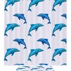 Waterproof Blue Dolphin Shower Curtain With Fabric Material For Bathroom Decoration