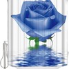 Waterproof Blue Rose Digital Printed Flowers Pattern Shower Curtain For Bathroom