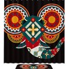 Waterproof Boho Painted Elephant Head Shower Curtain, Geometric Bathroom Decor