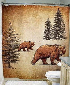 Waterproof Brown Art Fabric Shower Curtain Wildlife Bathroom Decor
