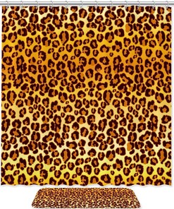 Waterproof Brown Leopard Shower Curtain, Minimalist Bathroom Decor