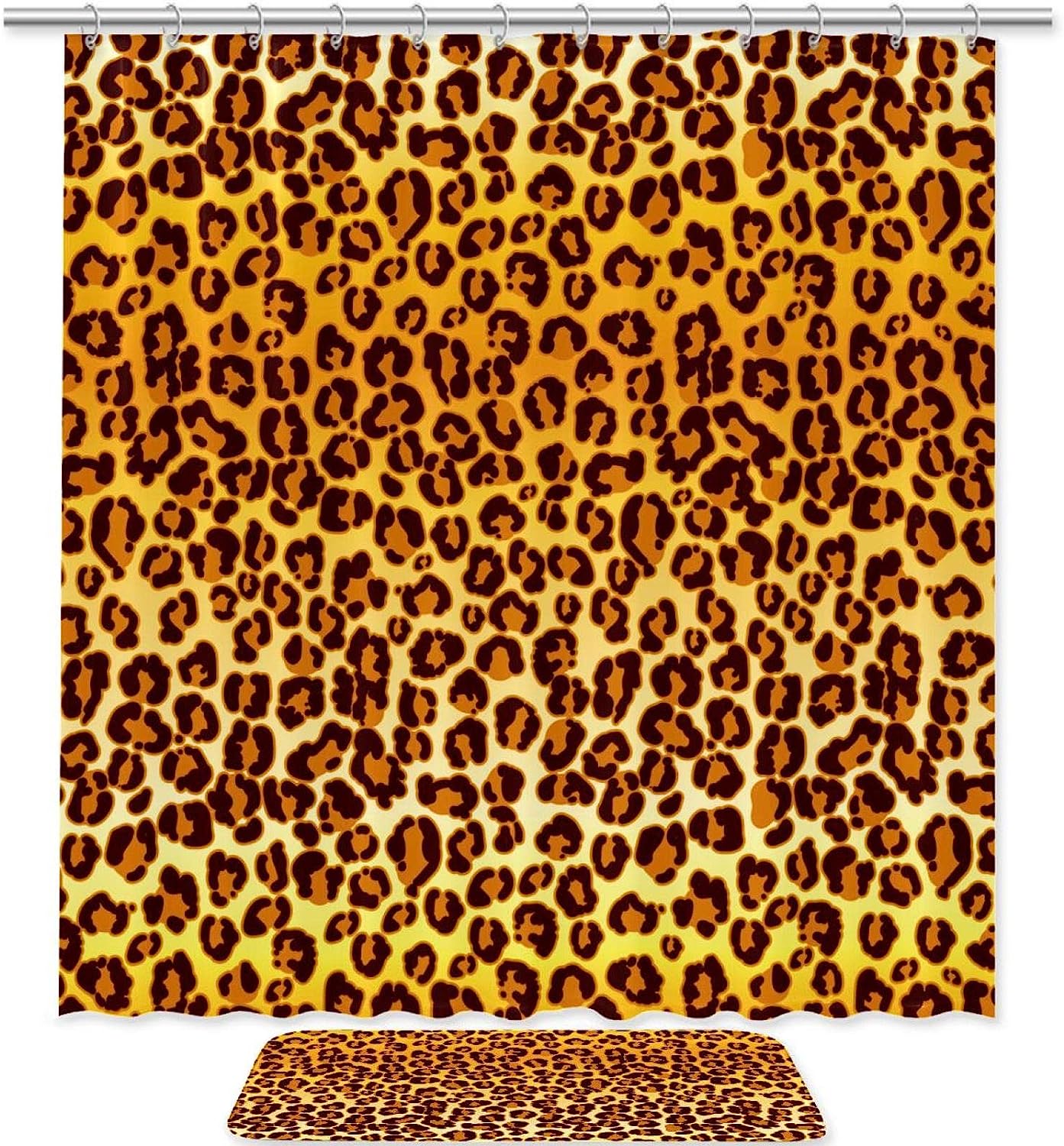 Waterproof Brown Leopard Shower Curtain, Minimalist Bathroom Decor