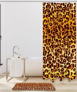 Waterproof Brown Leopard Shower Curtain, Minimalist Bathroom Decor
