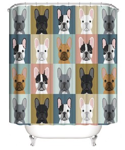 Waterproof Bulldog Doggy Shower Curtain