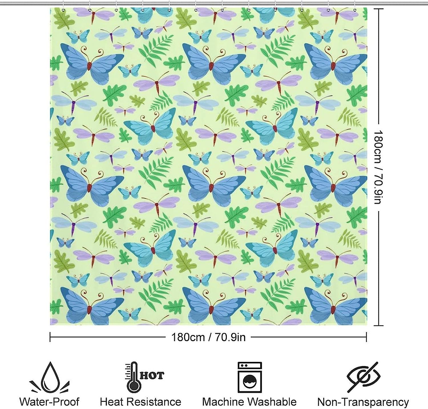 Waterproof Butterflies And Dragonfly Bathroom Shower Curtain - Image 2