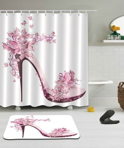 Waterproof Butterfly Shoe Shower Curtain - Cute Bathroom Decor Accessory