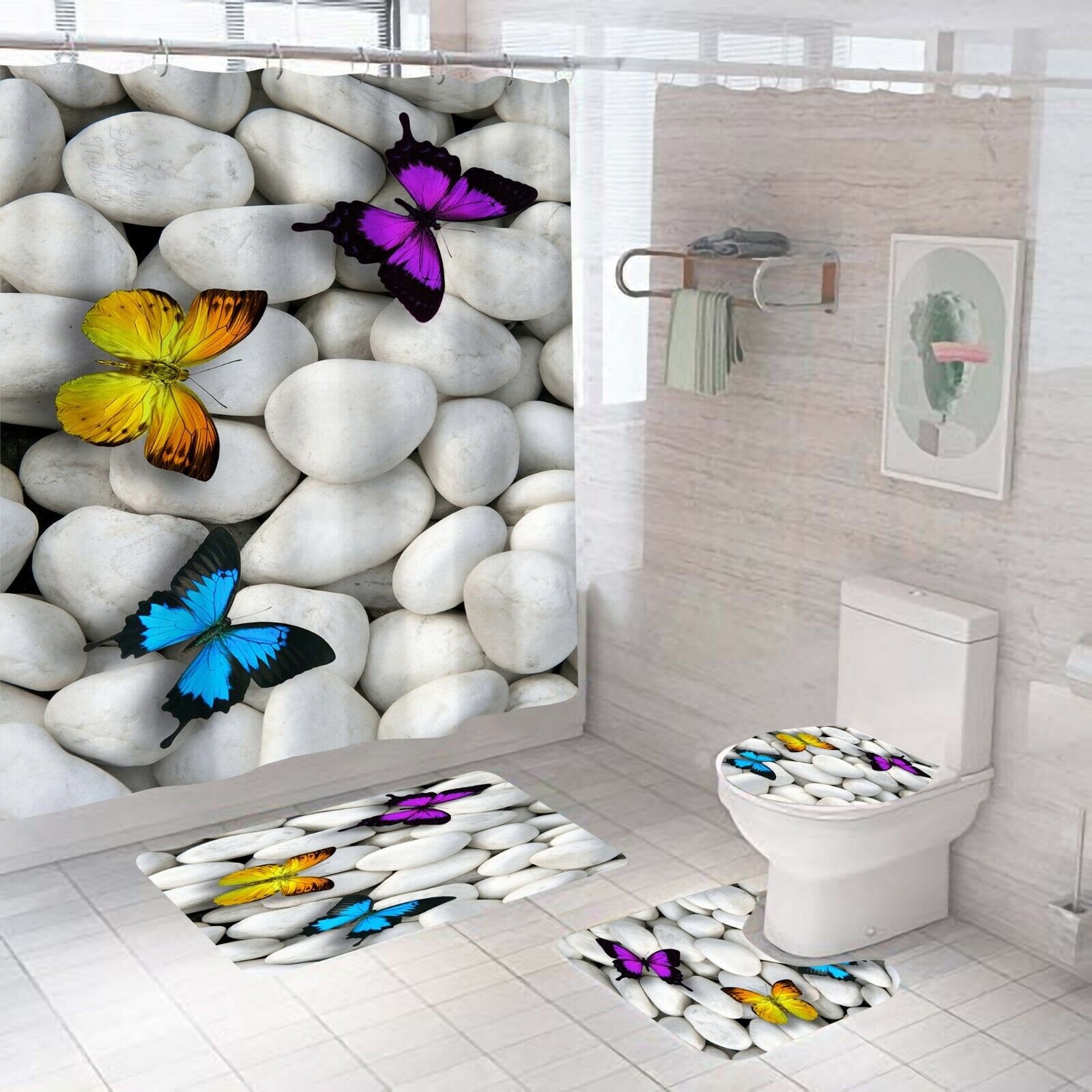 Waterproof Butterfly Shower Curtain For Easy And Safe Use In Bathrooms