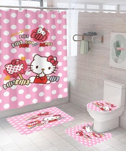 Waterproof Candy Hello Kitty Shower Curtain, Cute Design Perfect For Any Children'S Bathroom