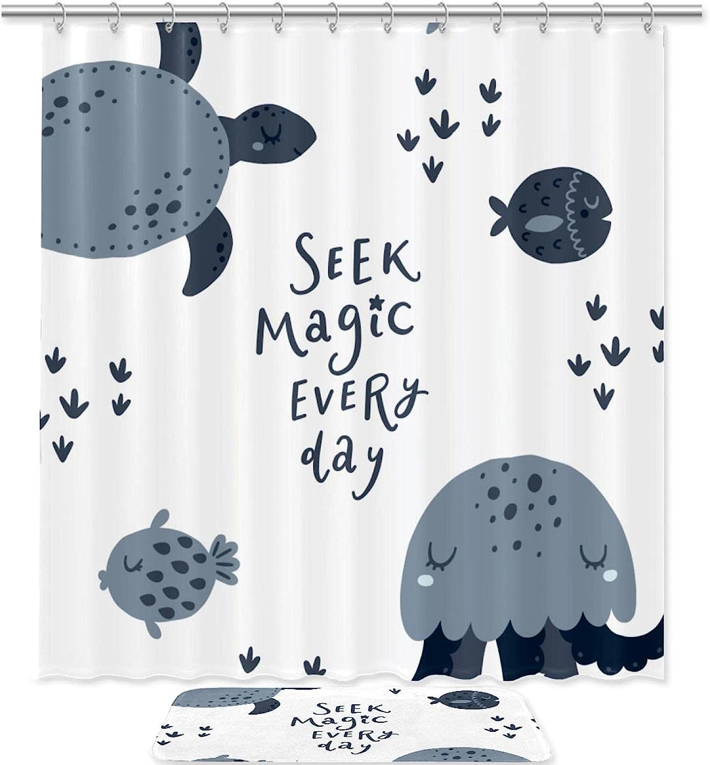 Waterproof Cartoon Turtle Octopus Shower Curtain For Bathroom Decor