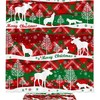 Waterproof Christmas Pattern With Animals Featuring Deer, Wolf, And Elk Print Shower Curtain For Bathroom Decor