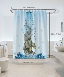 Waterproof Cute Elephant Playing Print Shower Curtain for Your Kids' Bathroom Decor